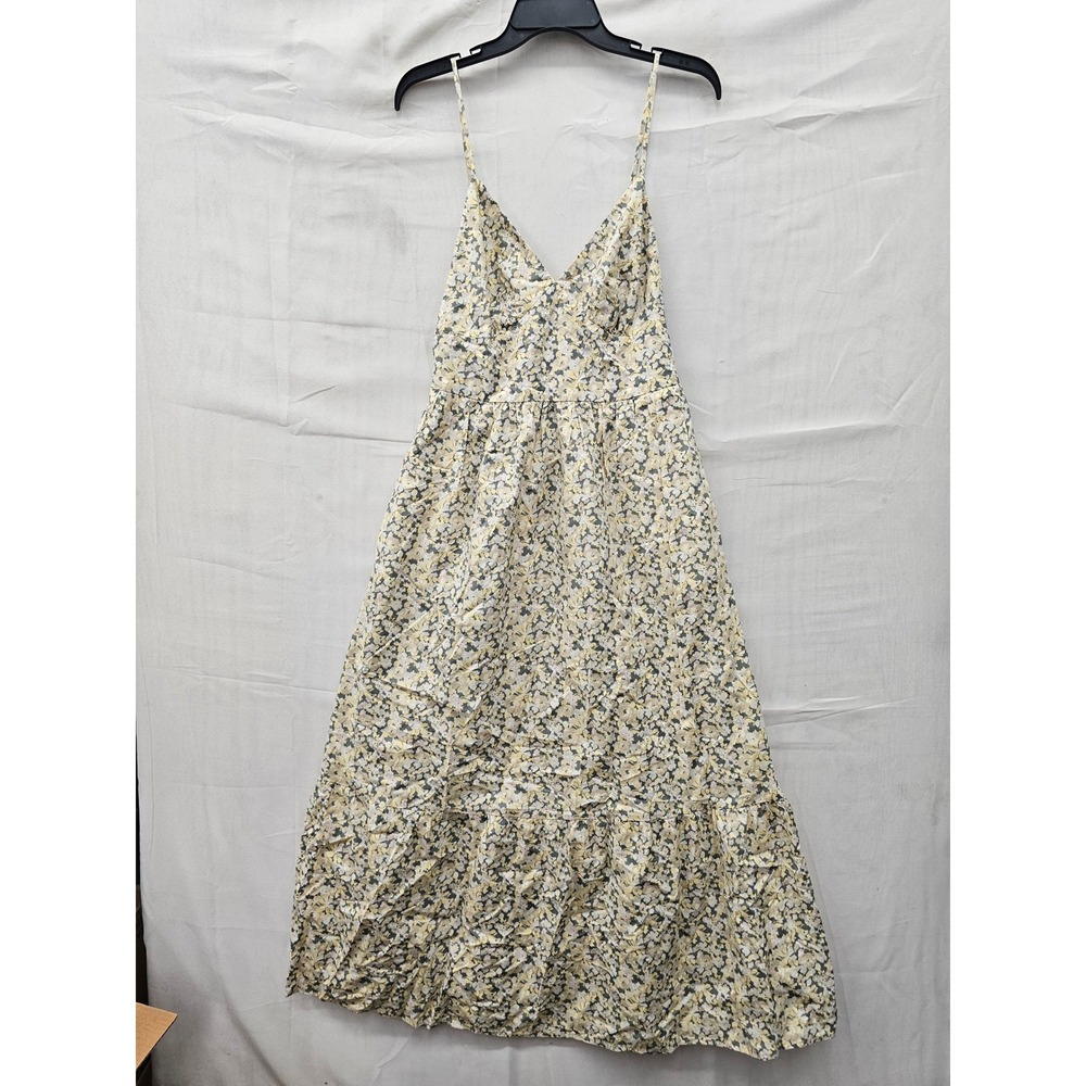 Universal Thread Womens Floral Tiered Maxi Dress Cream Cotton Size Small